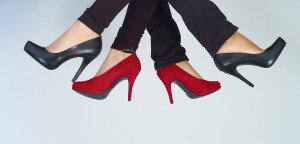 Schöne Schuhe Rot und Schwarz